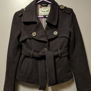 Brown coat double breasted with sash